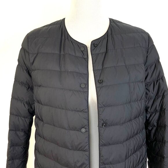 Uniqlo Black Quilted Down Puffer Snap Front Sz M - Picture 9 of 16